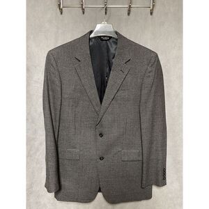 Jos A Bank Blazer Men Size 42L Gray Houndstooth 2B Silk Wool Flannel Coat Luxury